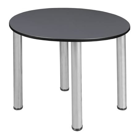 Regency Kee 30 Round Multipurpose Breakroom Slim Table, Grey/ Chrome